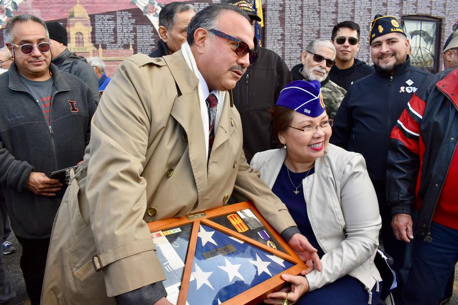 Duckworth Visits Veterans Mural at Our Lady of Guadalupe church on Chicago's South Side
